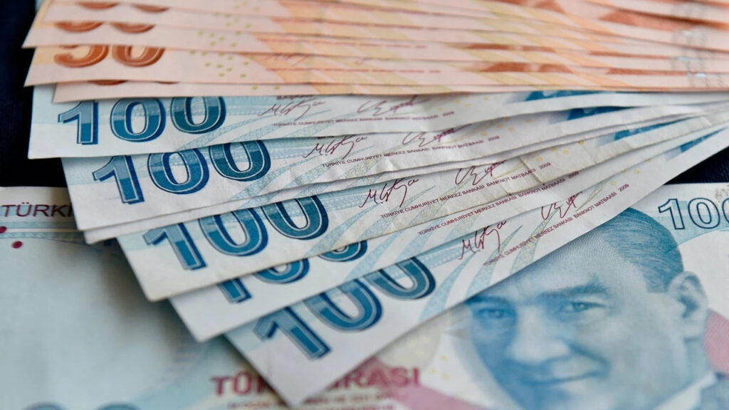 Bir masa üstünde sıralanan 100 TL ve 50 TL banknotlar.