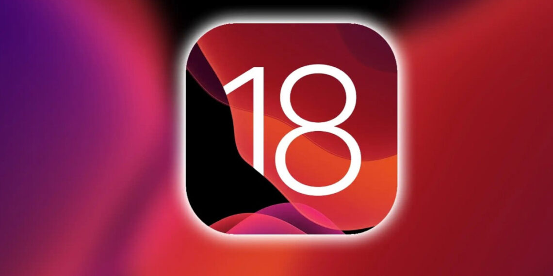 Kırmızı renk geçişleriyle üzerinde 18 yazan bir iOS18 için yapılan tasarım