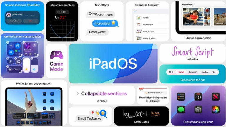 iPadOS 18 özelliklerini gösteren afiş